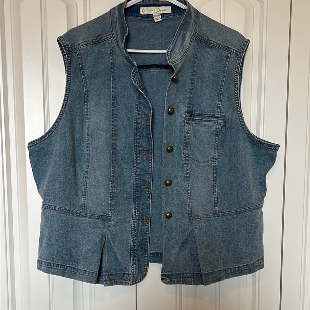 Denim Vest with Button Details